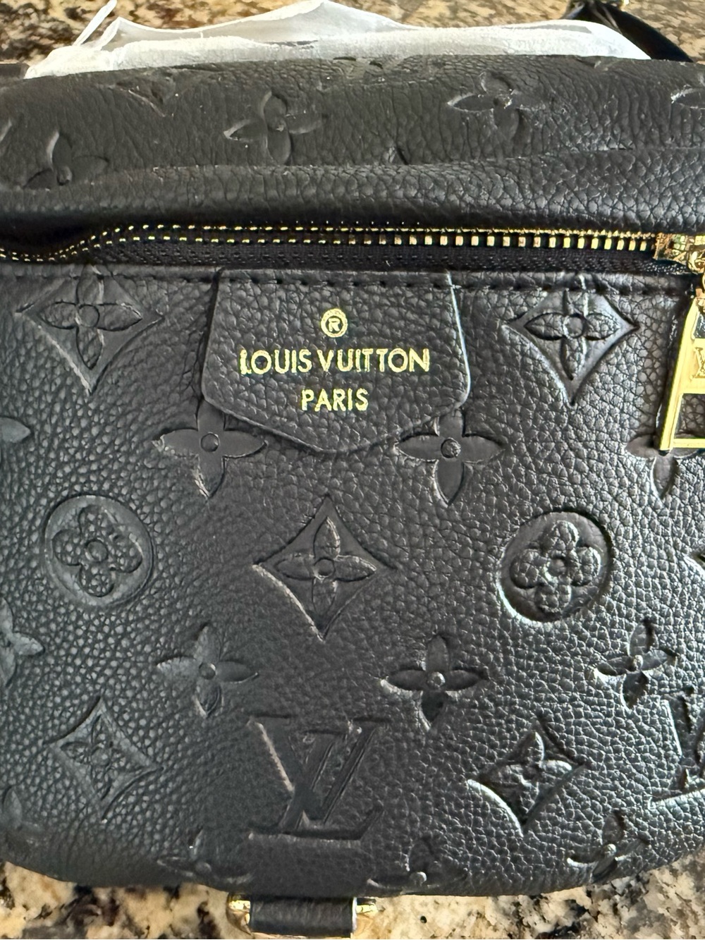 Black Embossed Monogram Belt Bag with Gold Hardware Brand New - Picture 2 of 4